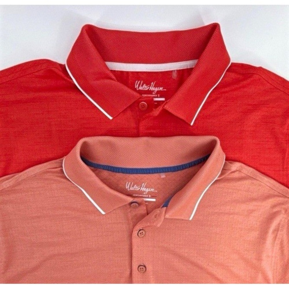 Walter Hagen Performance Polo Mens L Set 2 Athletic  Solid  Logo